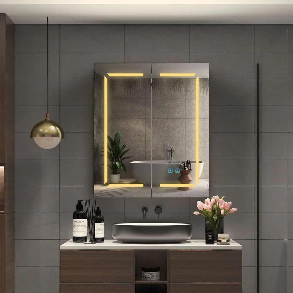 Quavikey Black LED Bathroom Mirror Cabinet 3