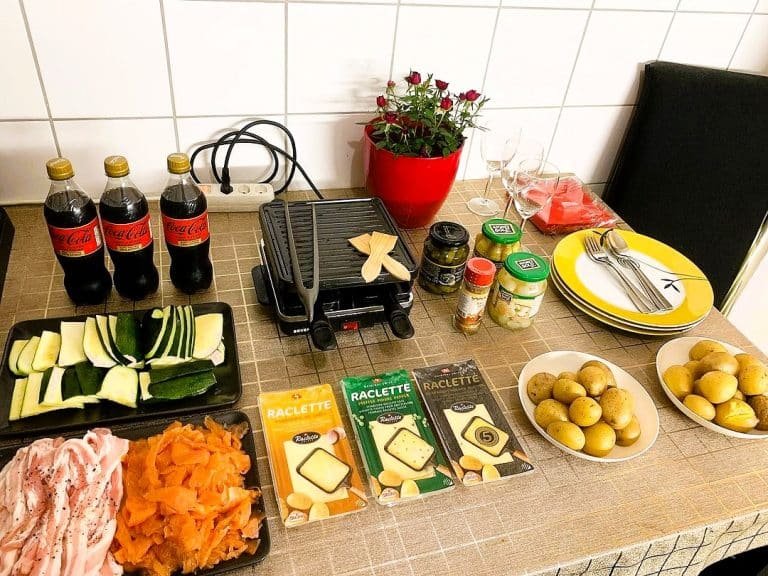 Raclette dinner setup 32