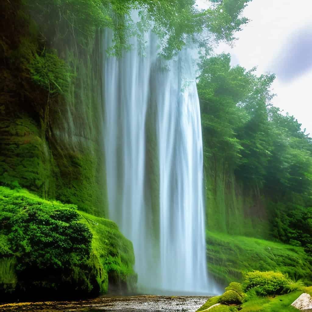 serene waterfall scene