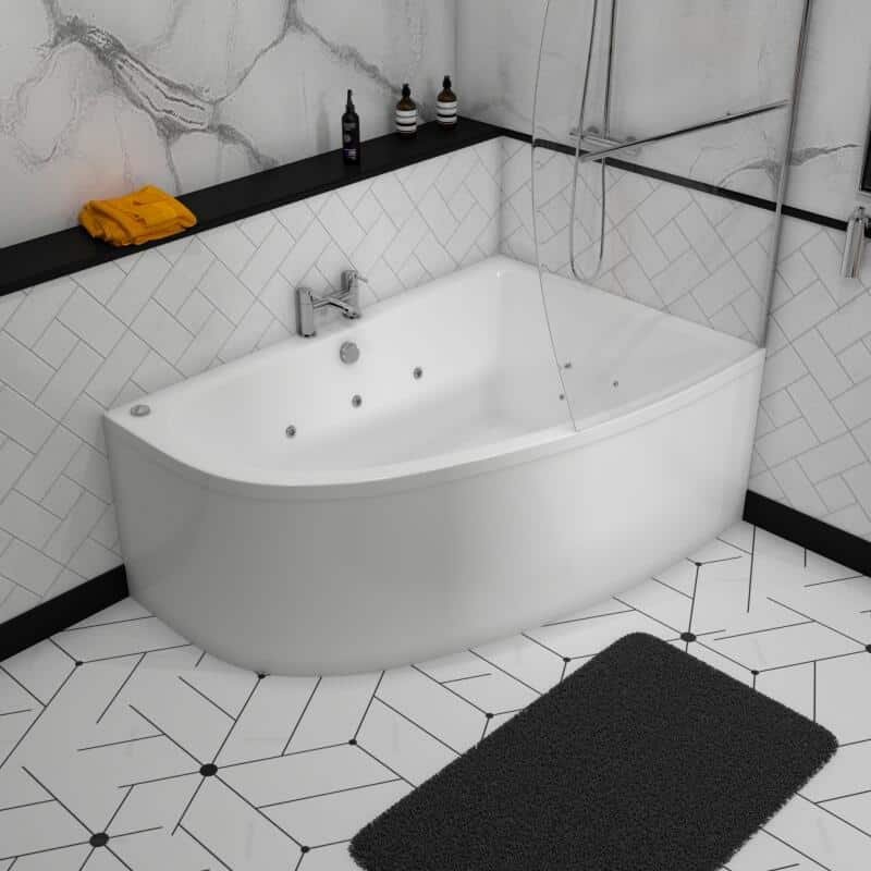 Compact corner bath, showcasing space-efficient and stylish bathroom design