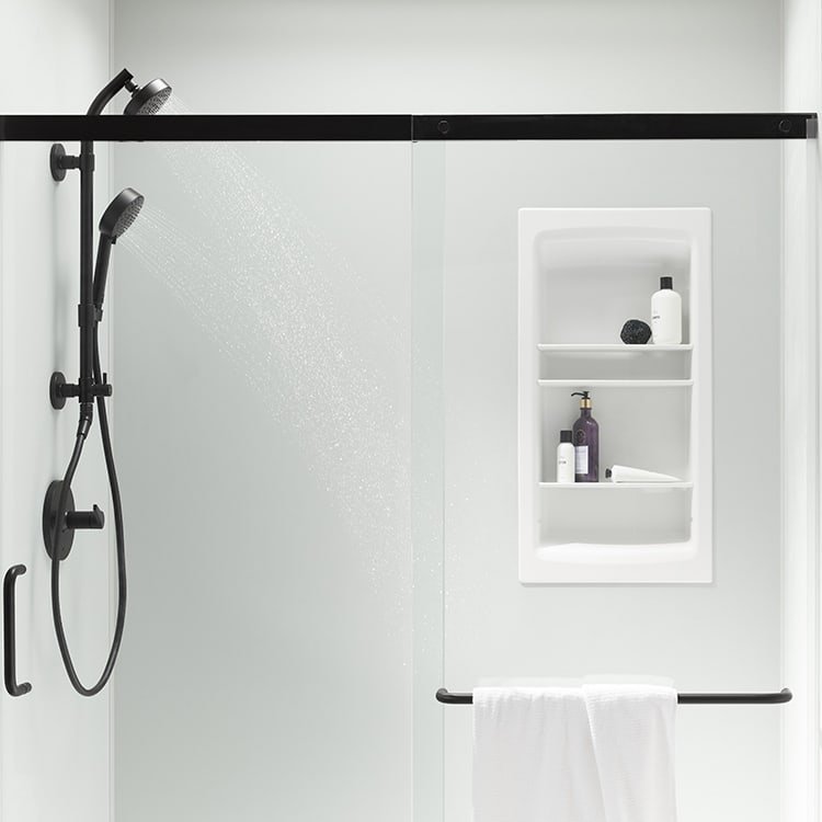 a photo of a bathroom with walk in shower